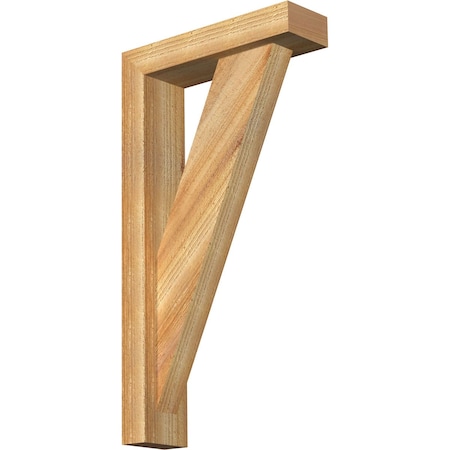 Traditional Block Rough Sawn Bracket W/ Offset Brace, Western Red Cedar, 4W X 14D X 26H